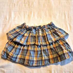 Tea Collection girls size 7 plaid flannel tiered skirt VGUC